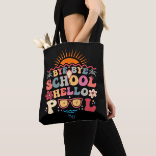 Groovy Retro Design Adjö Hejdå School Hej Bassäng Tygkasse