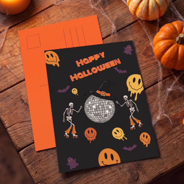 Groovy Retro Disco Gott Halloween-hälsning Vykort (Skapare uppladdad)