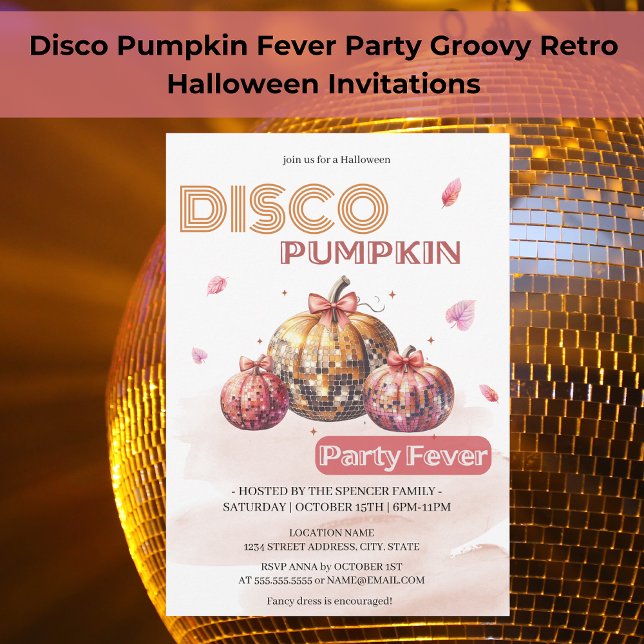 Groovy Retro Disco Pumpkin Halloween fest Fever Inbjudningar (Skapare uppladdad)
