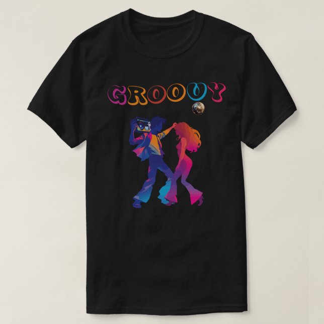 Groovy Retro Disco Stil T Shirt (Design framsida)