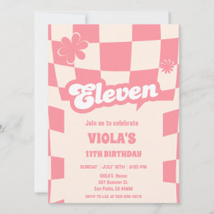 Groovy Retro Elva Rosa 11 år Inbjudningar