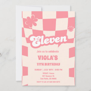 Groovy Retro Elva Rosa 11 år Inbjudningar