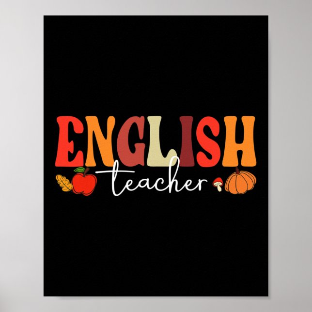 Groovy Retro English Teacher Fall Vibes Höst Tha Poster (Framsidan)