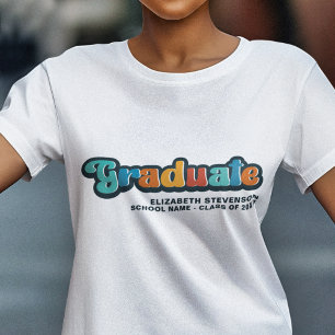 Groovy retro färglös Student med namn T Shirt