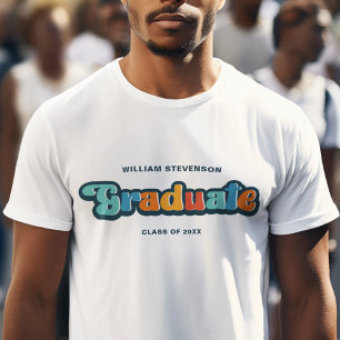 Groovy retro färglös Student med namn T Shirt