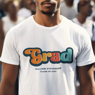Groovy retro-färglös Student-typografi T Shirt