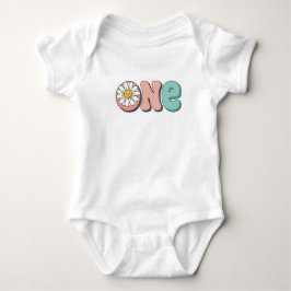 Groovy Retro Floral First Birthday Theme Tee