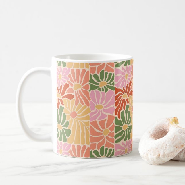 Groovy Retro Floral  Kaffemugg (Med munk)