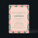 Groovy Retro Flower Peace Rosa Grönt Bat mitzvah Inbjudningar<br><div class="desc">Bat mitzvah inbjudan till Groovy Retro Flower Peace Rosa and Grönt</div>