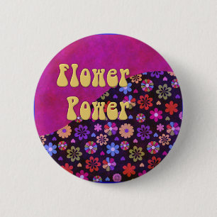 Groovy Retro flower power60-tal70-tal Knapp