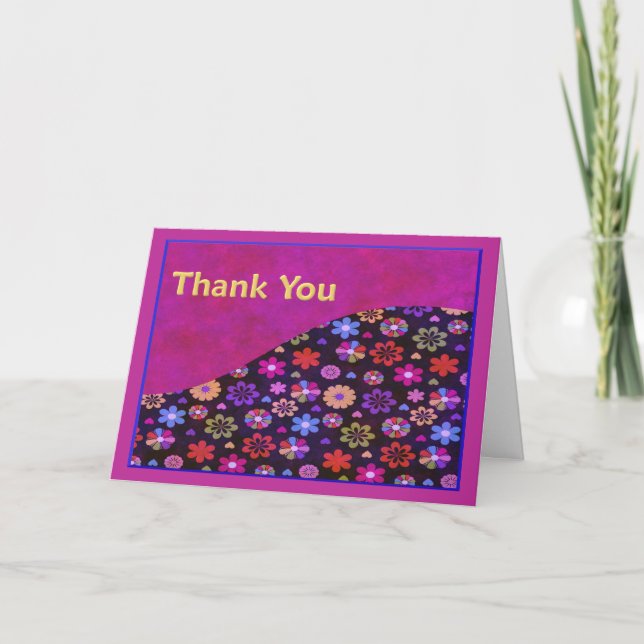 Groovy Retro Flower Power 60 s 70-sekunders Tack Kort (Framsida)