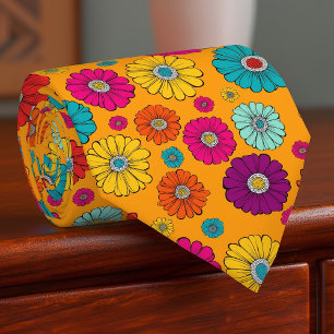 Groovy Retro Flower Power Manar Necktie Slips