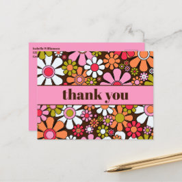 Groovy Retro Flower Power Tack Vykort