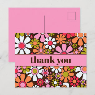 Groovy Retro Flower Power Tack Vykort
