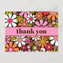 Groovy Retro Flower Power Tack Vykort