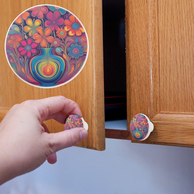 Groovy Retro Flower Vas Knopp (Skapare uppladdad)