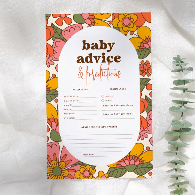 Groovy Retro Flowers Baby Advice & Predictions (Skapare uppladdad)