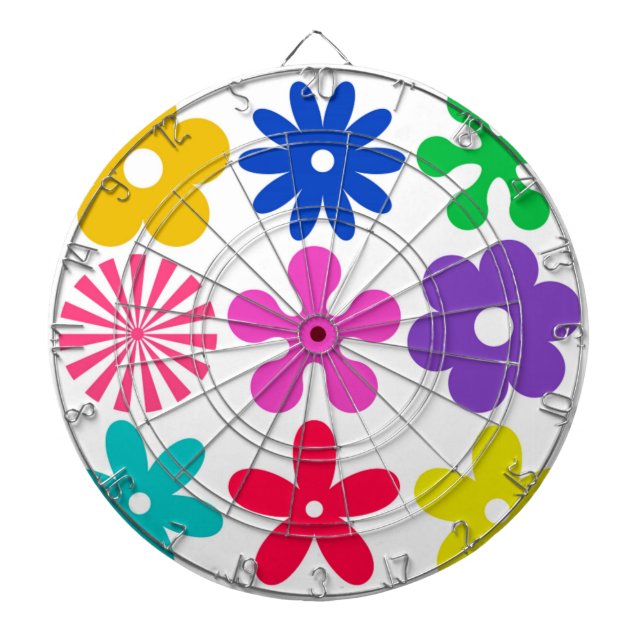 GROOVY RETRO FLOWERS DARTTAVLA (Framsidan)