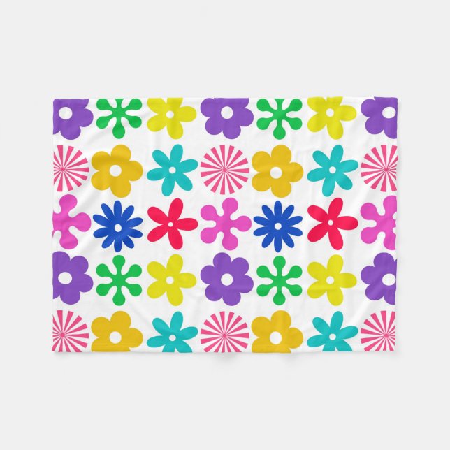 GROOVY RETRO FLOWERS FLEECEFILT (Framsidan (Horisontell))