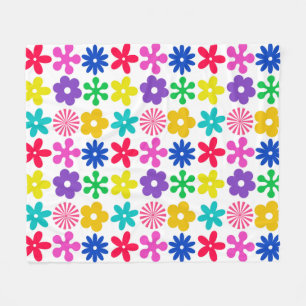 GROOVY RETRO FLOWERS FLEECEFILT