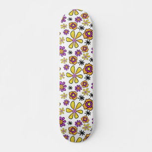 Groovy Retro Flowers Mini Skateboard Bräda 18,5 Cm