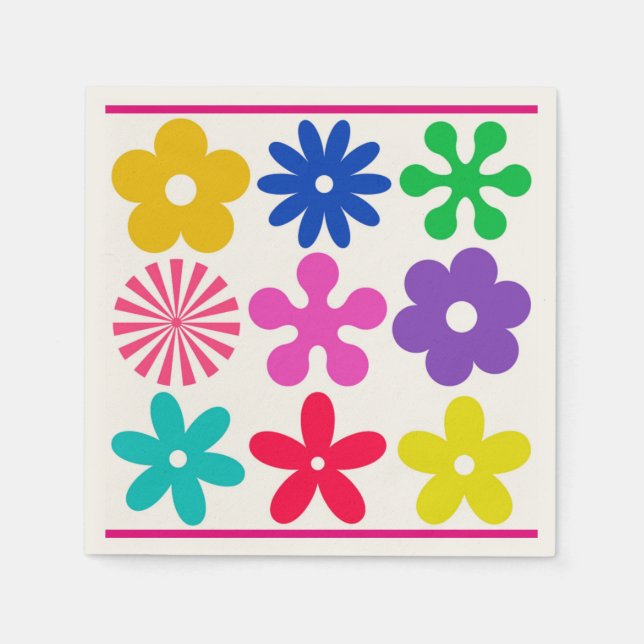 GROOVY RETRO FLOWERS PAPPERSSERVETT (Framsidan)