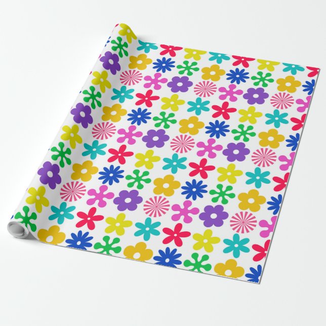GROOVY RETRO FLOWERS PRESENTPAPPER (Utrullad)