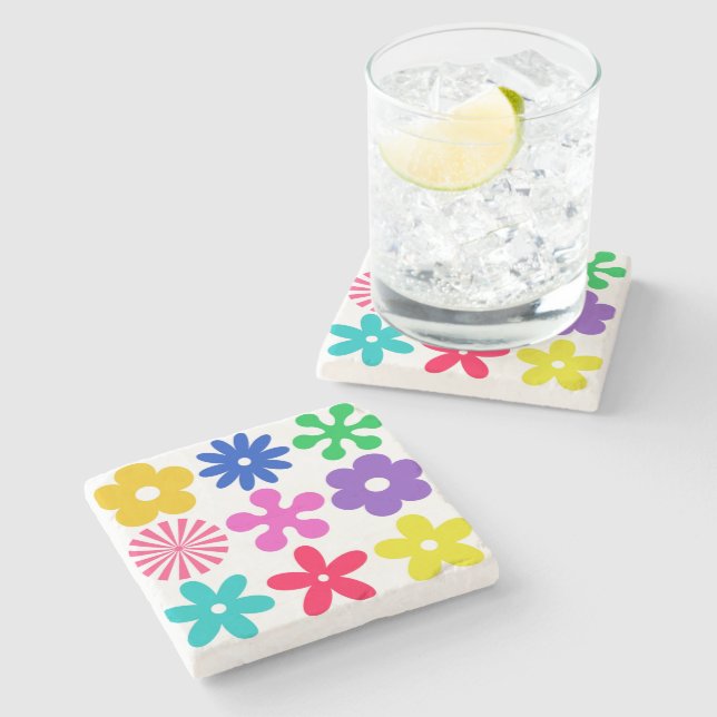 GROOVY RETRO FLOWERS UNDERLÄGG STEN (Sidan)