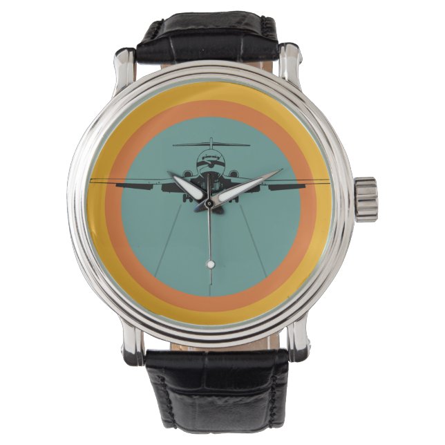 Groovy Retro Flygplans Jet Armbandsur (Framsida)
