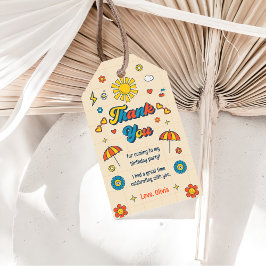 Groovy Retro Födelsedagsfest Tack Gift-Märkre Presentetikett
