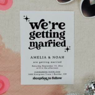 Groovy Retro Font Wedding bjudande Inbjudningar