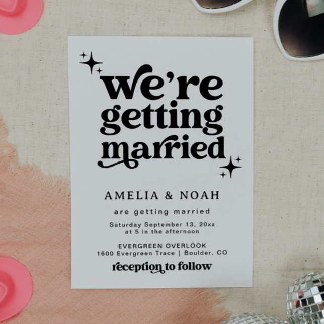 Groovy Retro Font Wedding bjudande Inbjudningar (Skapare uppladdad)