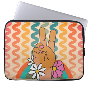 Groovy Retro Fredstecken Flower Rainbow iPad & Laptop Fodral