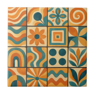 Groovy Retro Geometric Kakelplatta