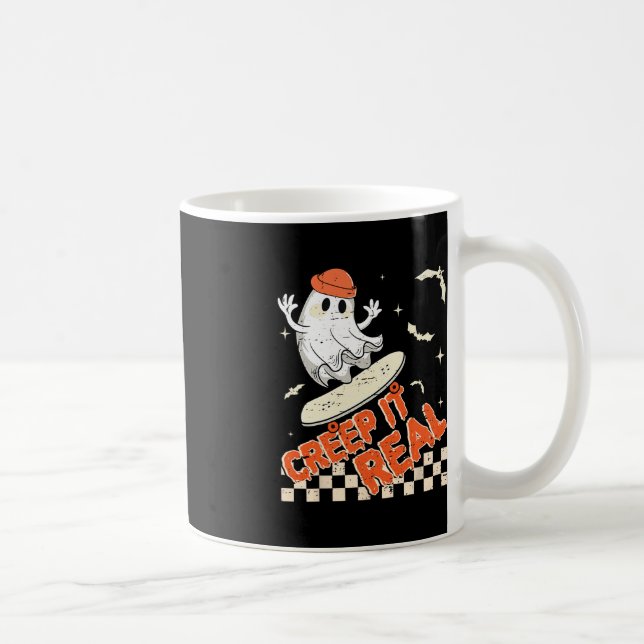 Groovy Retro Ghost Halloween Creep It Real Boys Sk Kaffemugg (Höger)