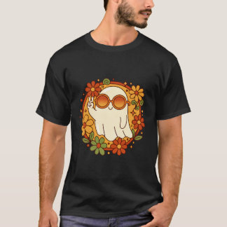 Groovy Retro Ghost Halloween T Shirt