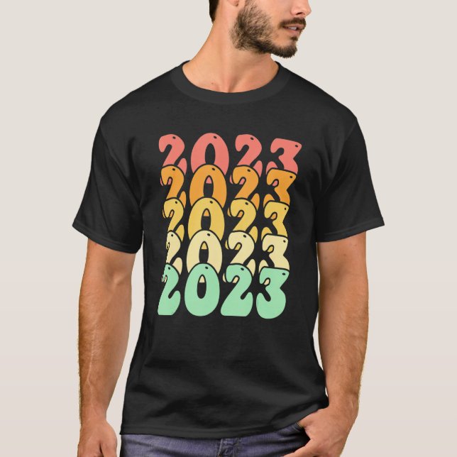 Groovy Retro Gott nytt år 2023 Nyårsafton Pa T Shirt (Framsida)