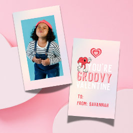 Groovy Retro Gradient Valentine's Classroom Card Anteckningskort