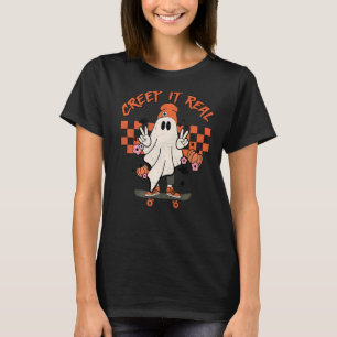 Groovy Retro Halloween Creep det riktiga Ghost Boy T Shirt