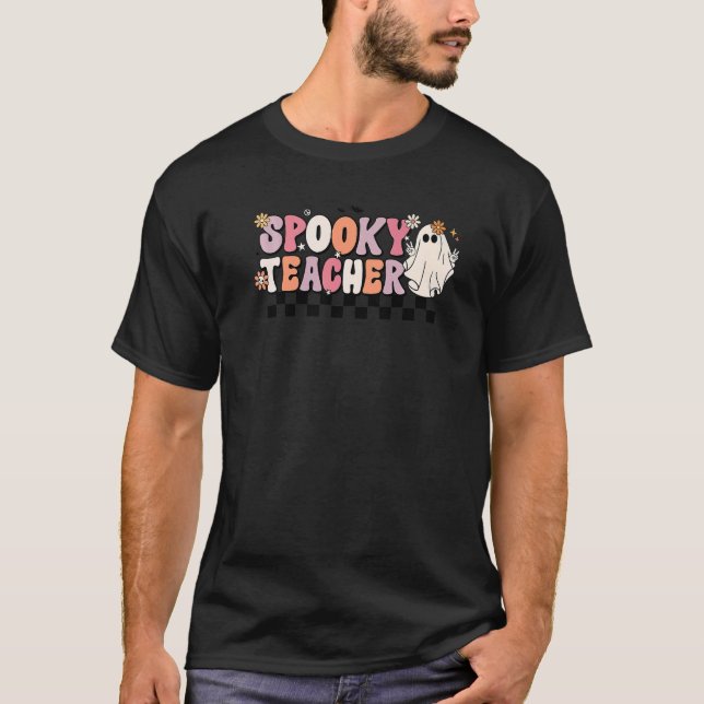 Groovy Retro Halloween Spooky Tea Trick eller Tea T Shirt (Framsida)