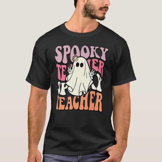 Groovy Retro Halloween Spooky Tea Trick eller Tea T Shirt (Framsida)