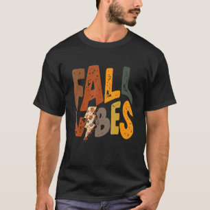 Groovy Retro Hej Fall Vibes Blixt Bolt Autum T Shirt