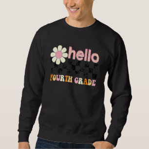 Groovy Retro Hej Fjärde Klass Lärare Tillbaka Till Lång Ärmad Tröja