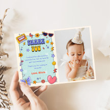 Groovy Retro Hippie Birthday Photo - tackkort