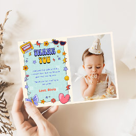 Groovy Retro Hippie Birthday Photo - tackkort Inbjudningar