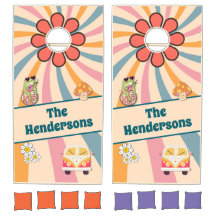 Groovy Retro Hippie-design med blommande Roligt