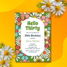 Groovy Retro Hippie Flower Hej Trettio födelsedaga