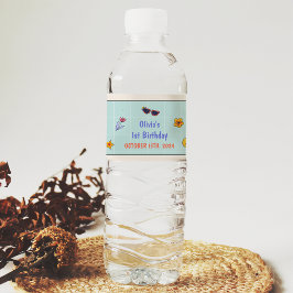 Groovy Retro Hippie Födelsedagsfest Vattenflaskor Etikett