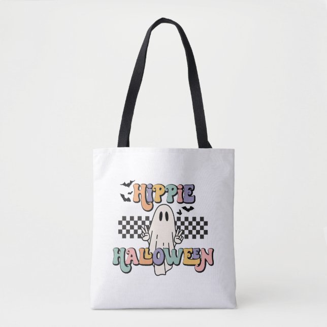Groovy Retro Hippie Halloween Ghost Tygkasse (Framsida)