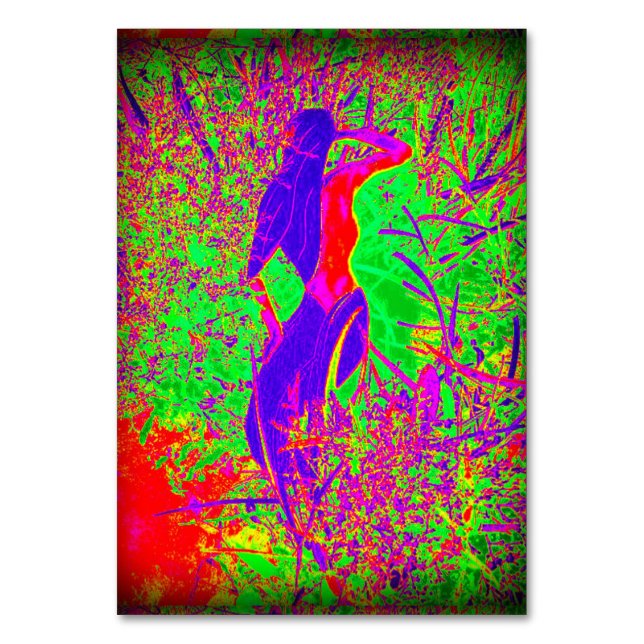 Groovy retro hippie stil lila sjöjungfru bordsnummer (Framsidan)